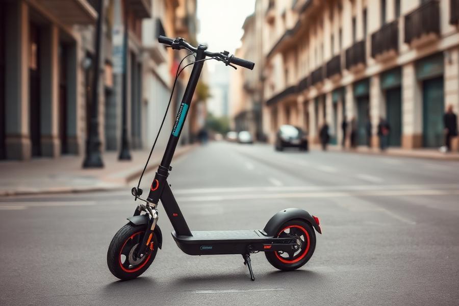 Scooter elétrica em rua urbana